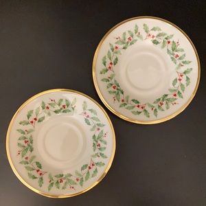Lenox Holiday Dimension Collection Saucers (2)